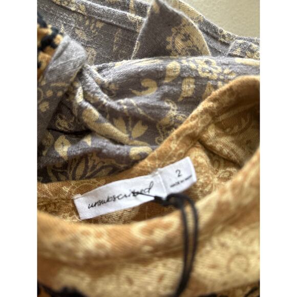 Unsubscribed Blouse Womens Size 2 Smocked Peplum Floral Boho Short Sleeve Casual - Picture 7 of 12